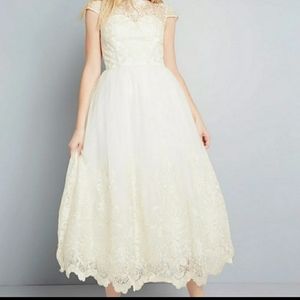 Modcloth Sparkling Celebration Midi Wedding Dress